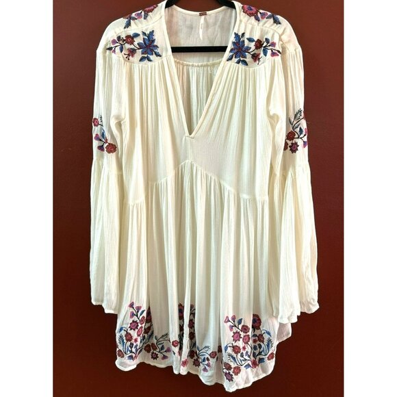 Free People Women's White Embroidered Fairy Boho Romantic Mini Dress XS Feminine - Picture 1 of 4